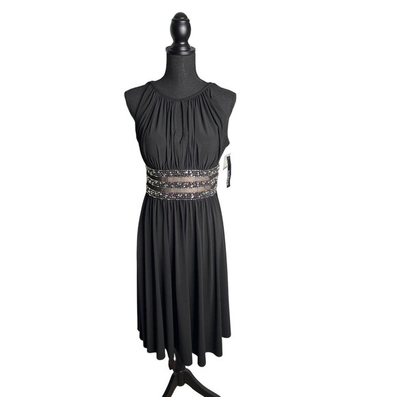R&M Richards Women's Black Embellished Cocktail Dress 6 NWT - Picture 1 of 14